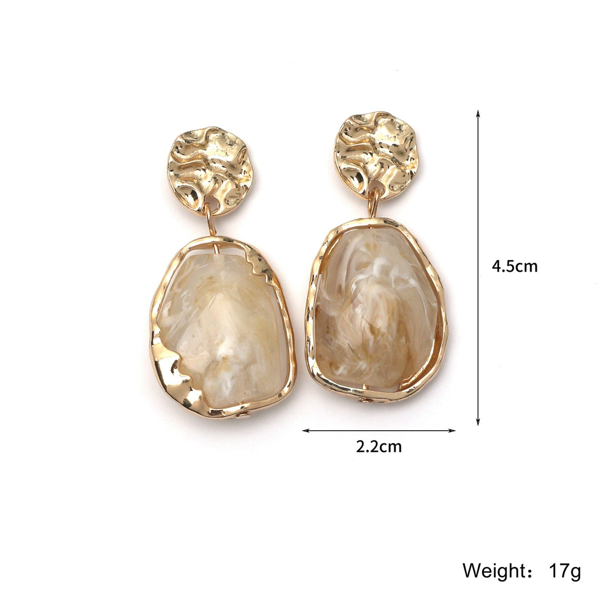 Wholesale  retro high-end sense agate gem foreign trade exaggerated alloy earrings