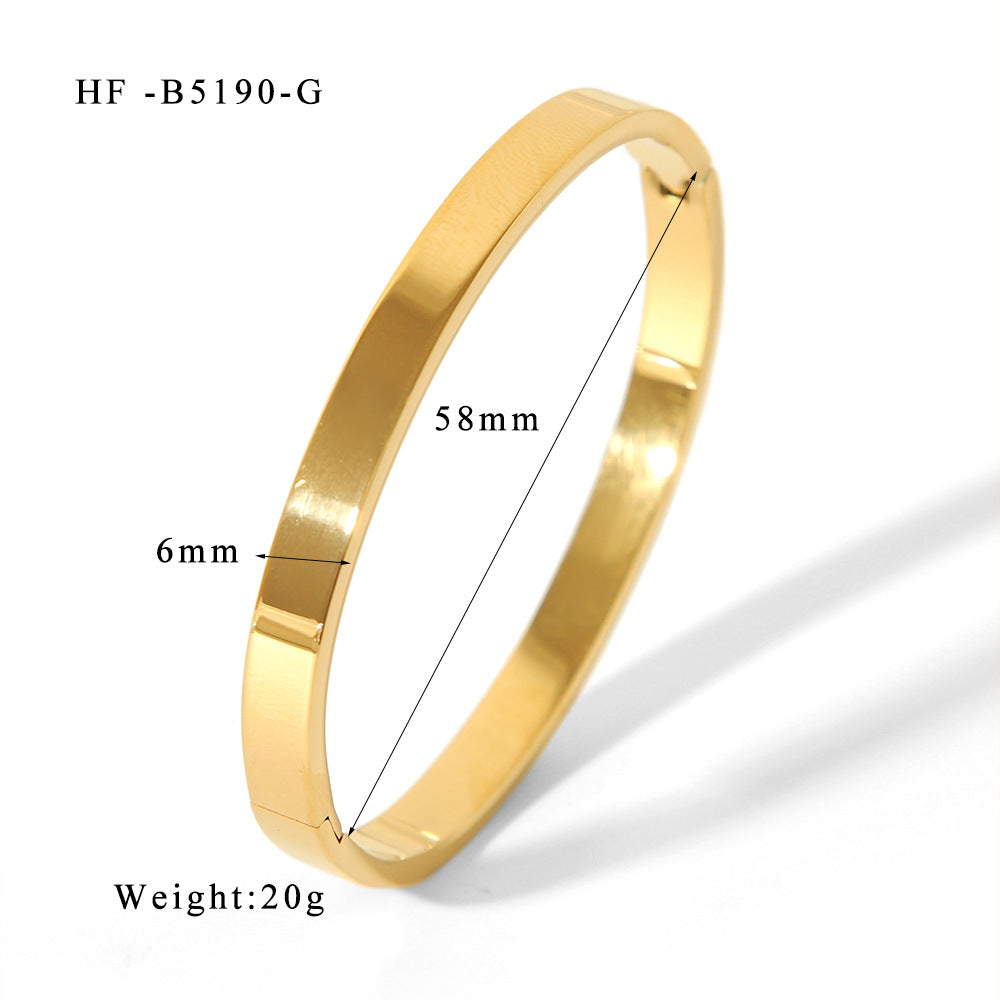 Wholesale Classic Stainless Steel Gold Plated Ladies Bracelet 18K Mirror Polished Jewelry Accessory