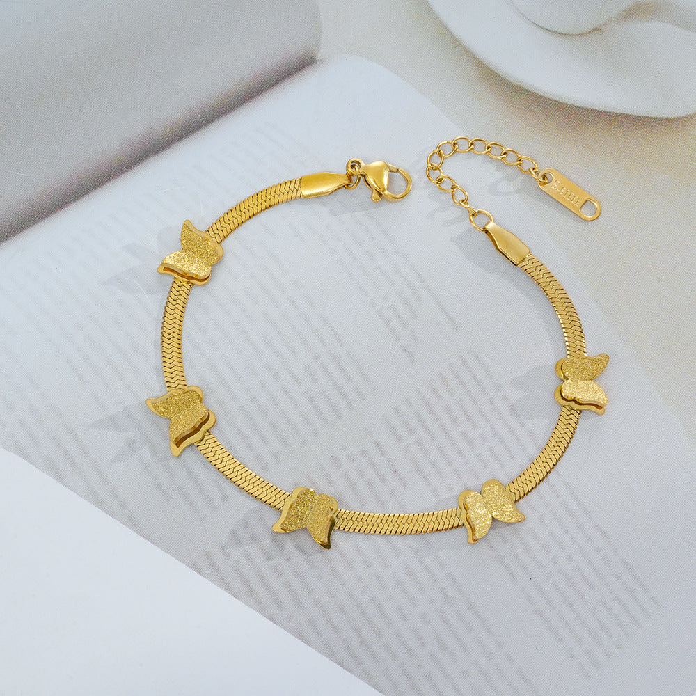 Wholesale Titanium Steel Butterfly Snake Bone Chain Bracelet Fashion Accessory Boutique Resale