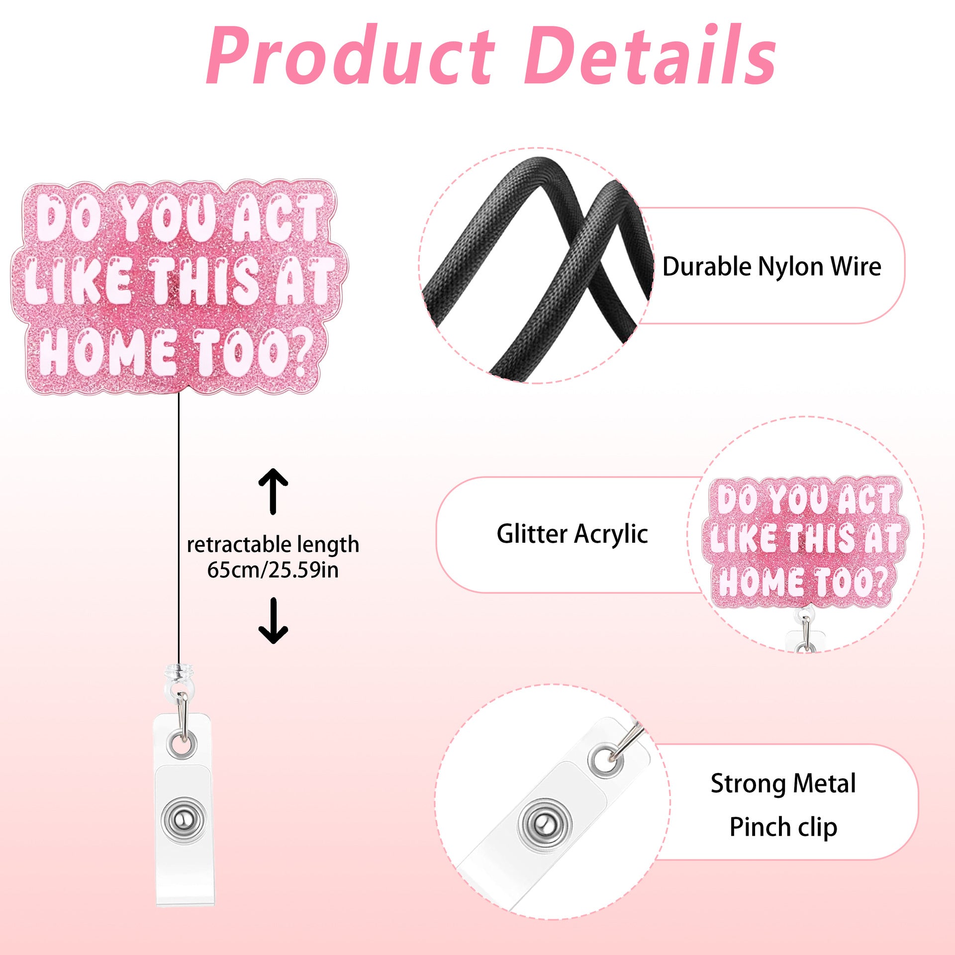 Wholesale Fun Design Retractable Badge Reel In ABS Custom Logo Available For Office Or Event Fashion Accessory