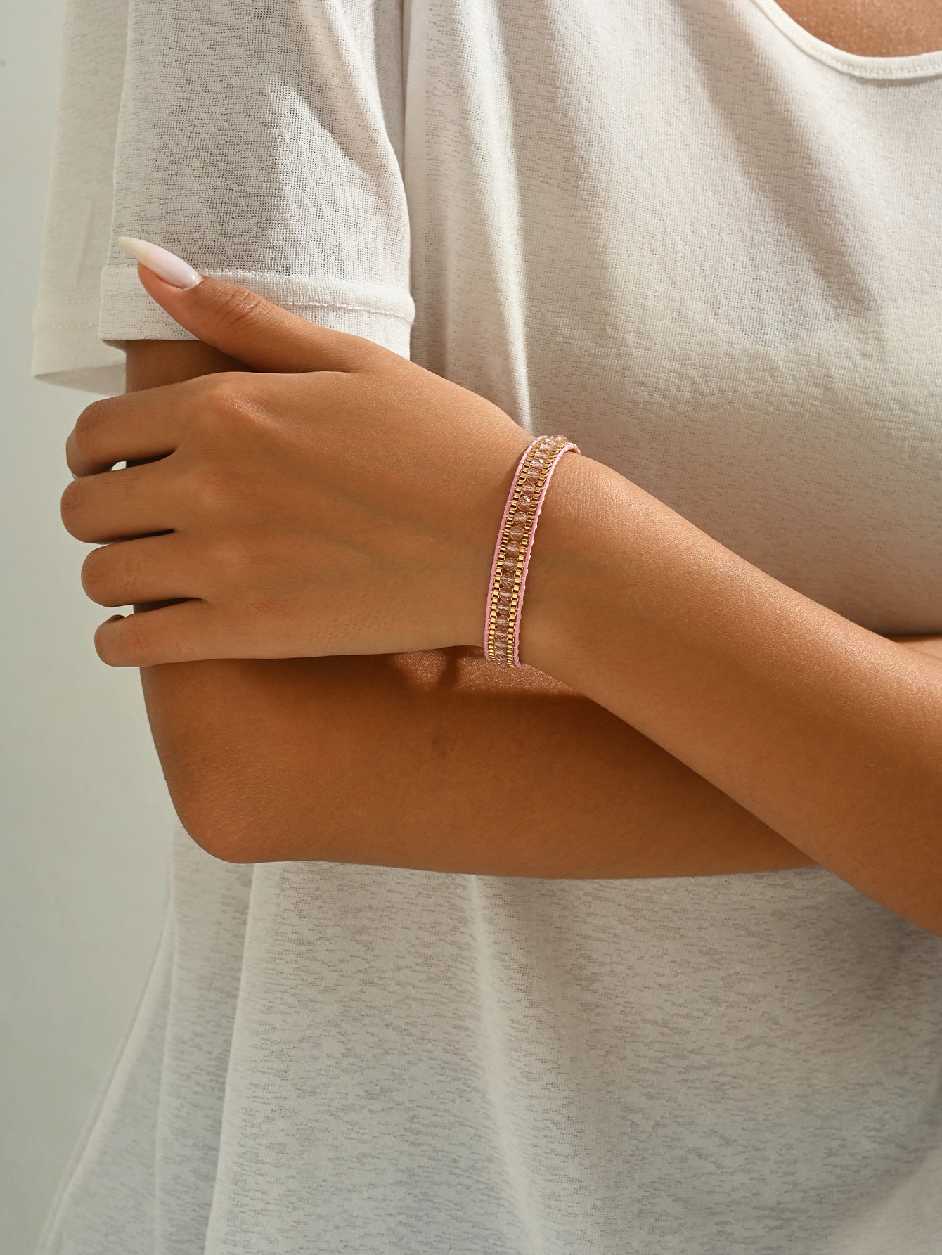 Wholesale  braided bracelet versatile glass retro  mixed color  bracelet