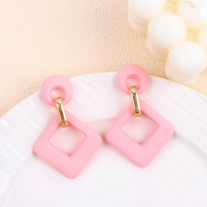 Wholesale Acrylic Spray Paint Fashion Earrings Diamond Hollow Earrings