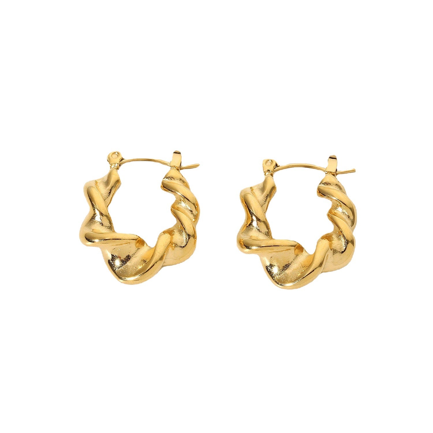 Wholesale gold plated stainless steel twist hoop earrings geometric earrings ACC-ES-Jied004