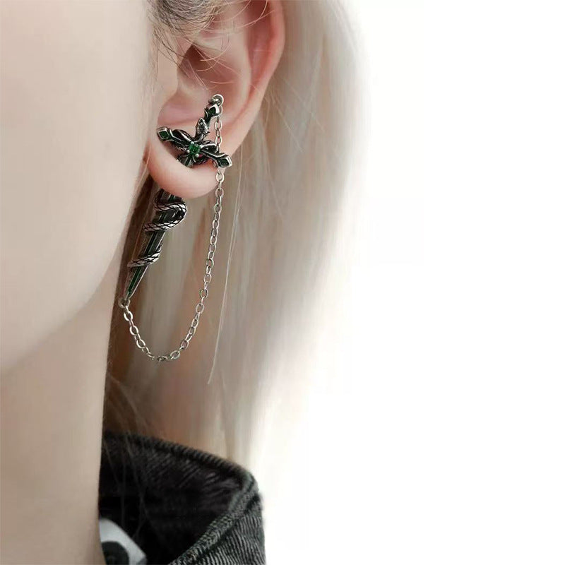 Wholesale  Retro Snake Wrapped Earrings  Cross Diamond Earrings
