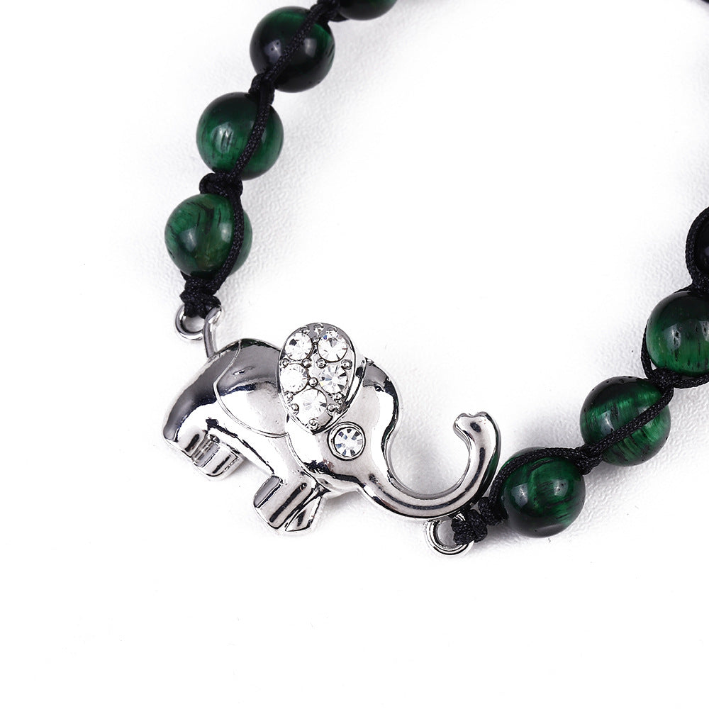 Wholesale Elephant Woven Natural Stone Bracelet 8mm Tiger Eye Stone Volcanic Stone Bracelets ACC-BT-Hongx011