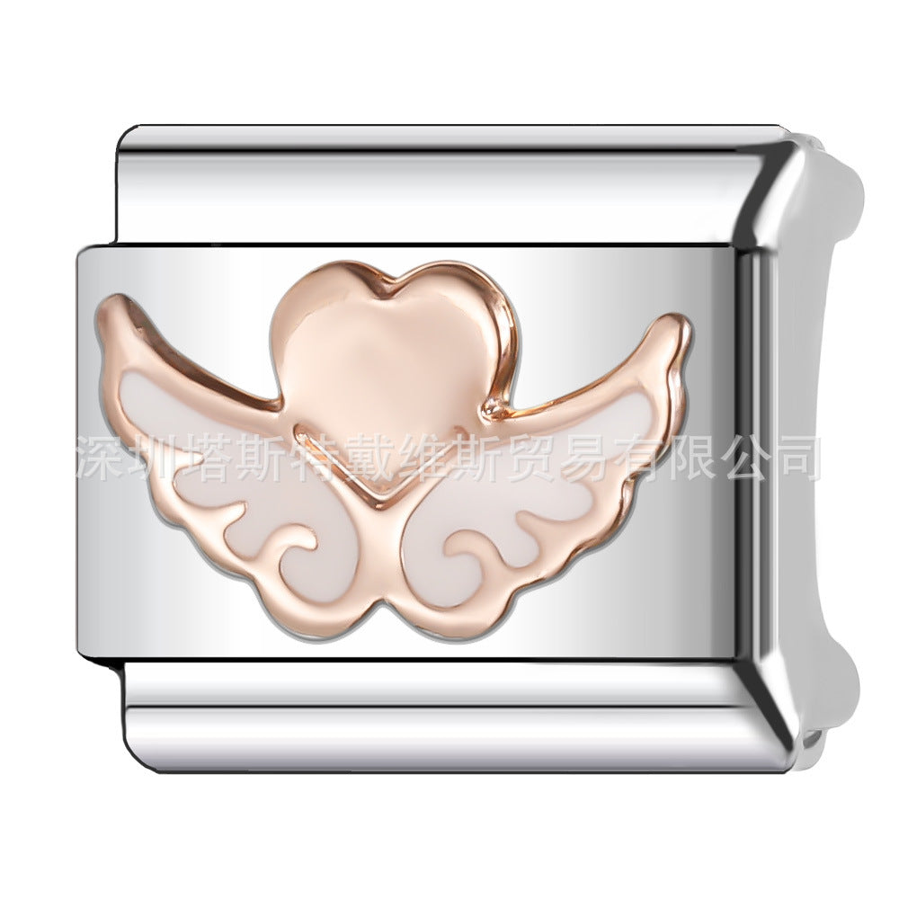 Wholesale  Italian Charm Bracelet 9mm DIY Rose Gold Series Creative Stainless Steel Composable Bracelet