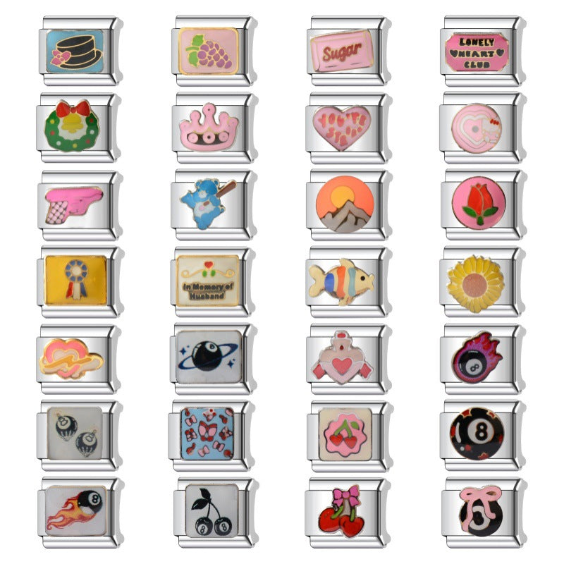 Wholesale DIY Bracelet Making Kit with Fruit &  Animal Charms Stainless Steel Beads Fashion Jewelry Accessory