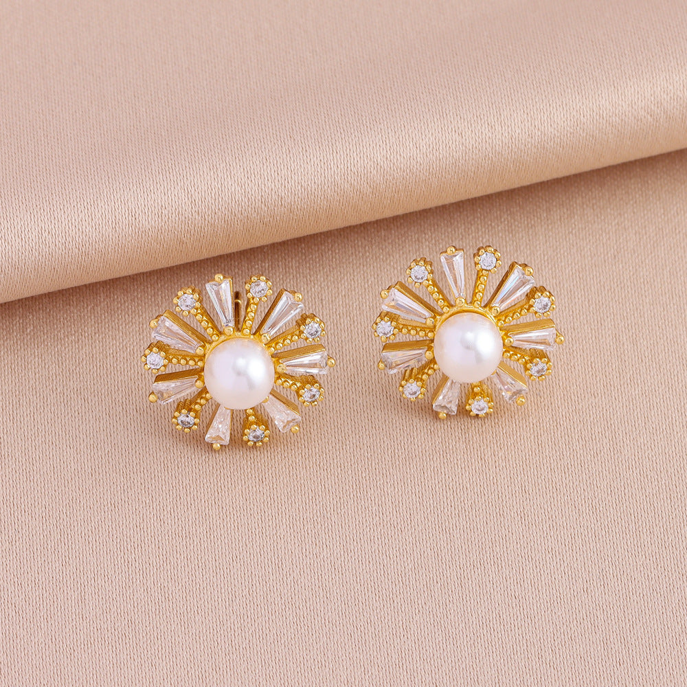 Wholesale Titanium Steel Light Luxury Design Pendant Necklace Earrings Jewelry suit