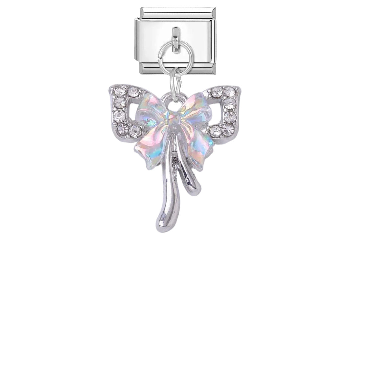 Wholesale Stylish DIY Charm Pendant for Bracelet Watch Strap - Titanium Steel Enamel Butterfly Cross Rhinestone Jewelry Accessory