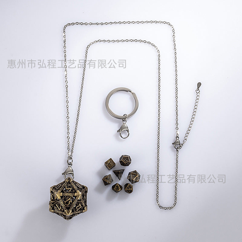 Wholesale Mini Metal Hollow Dice Pendant Set Necklaces ACC-NE-HongC001
