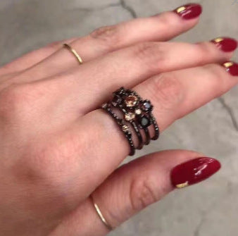 Wholesale Rhinestone Multi-Layer Open Ring Copper Electroplate Fashion Jewelry Accessory