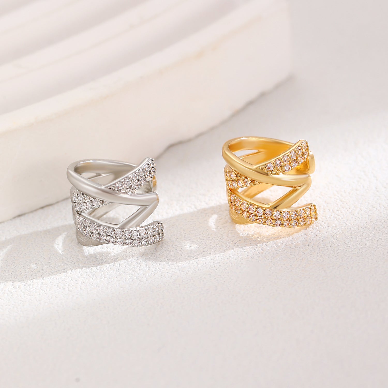 Wholesale  Double-layer X-cross Ear Clip Earrings