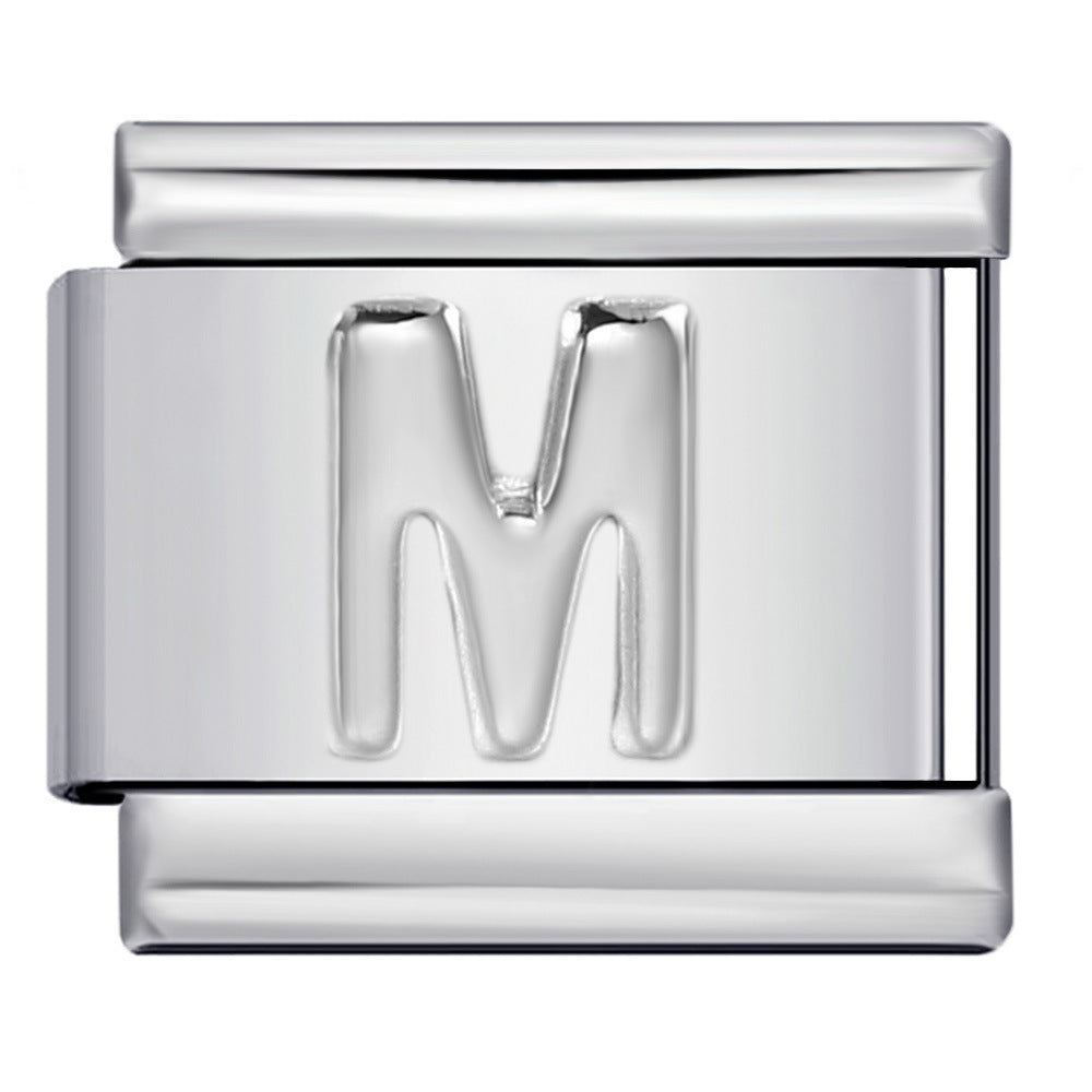 Wholesale  Italian Charm Bracelet 9mm DIY convex 26-letter  Creative Stainless Steel Composable Bracelet