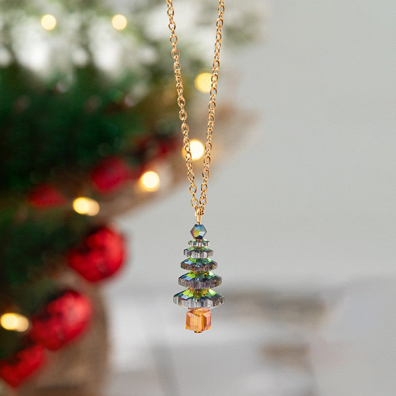 Wholesale Crystal-plated Christmas tree earrings