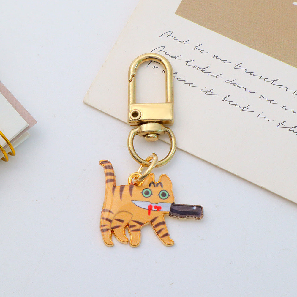 Wholesale Cartoon Cat Metal Pendant Keychain Bag Charm Car Key Accessory Gift