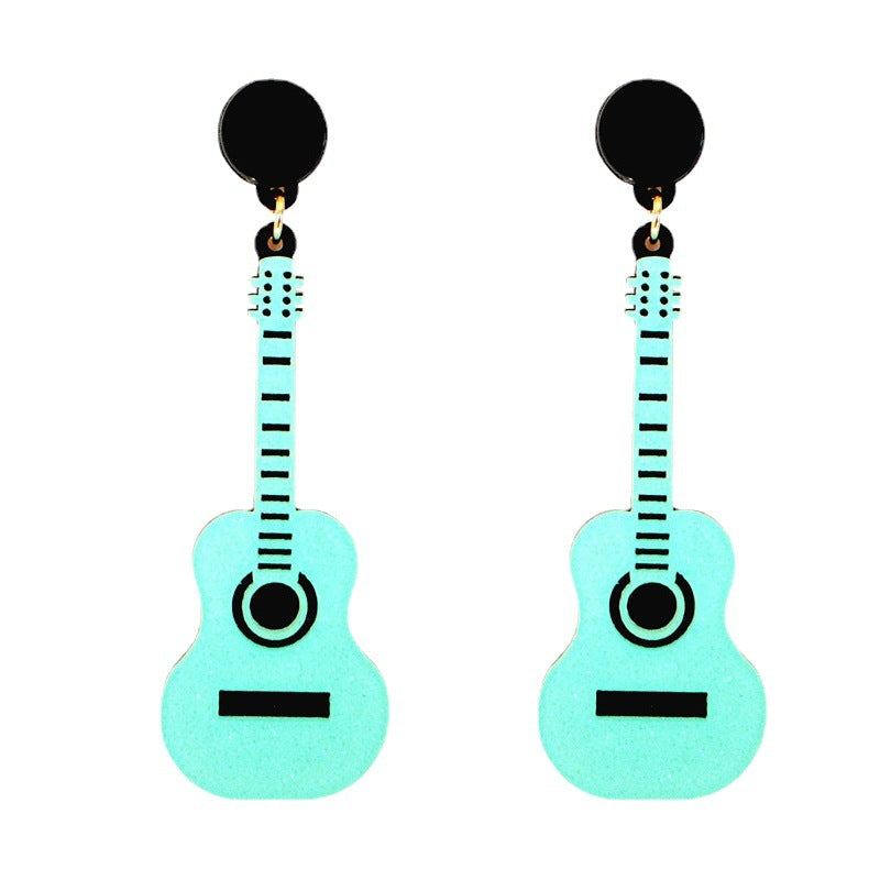 Wholesale Acrylic Earrings Hip Hop Hipster Music Exaggerated Guitar Earrings ACC-ES-XN013