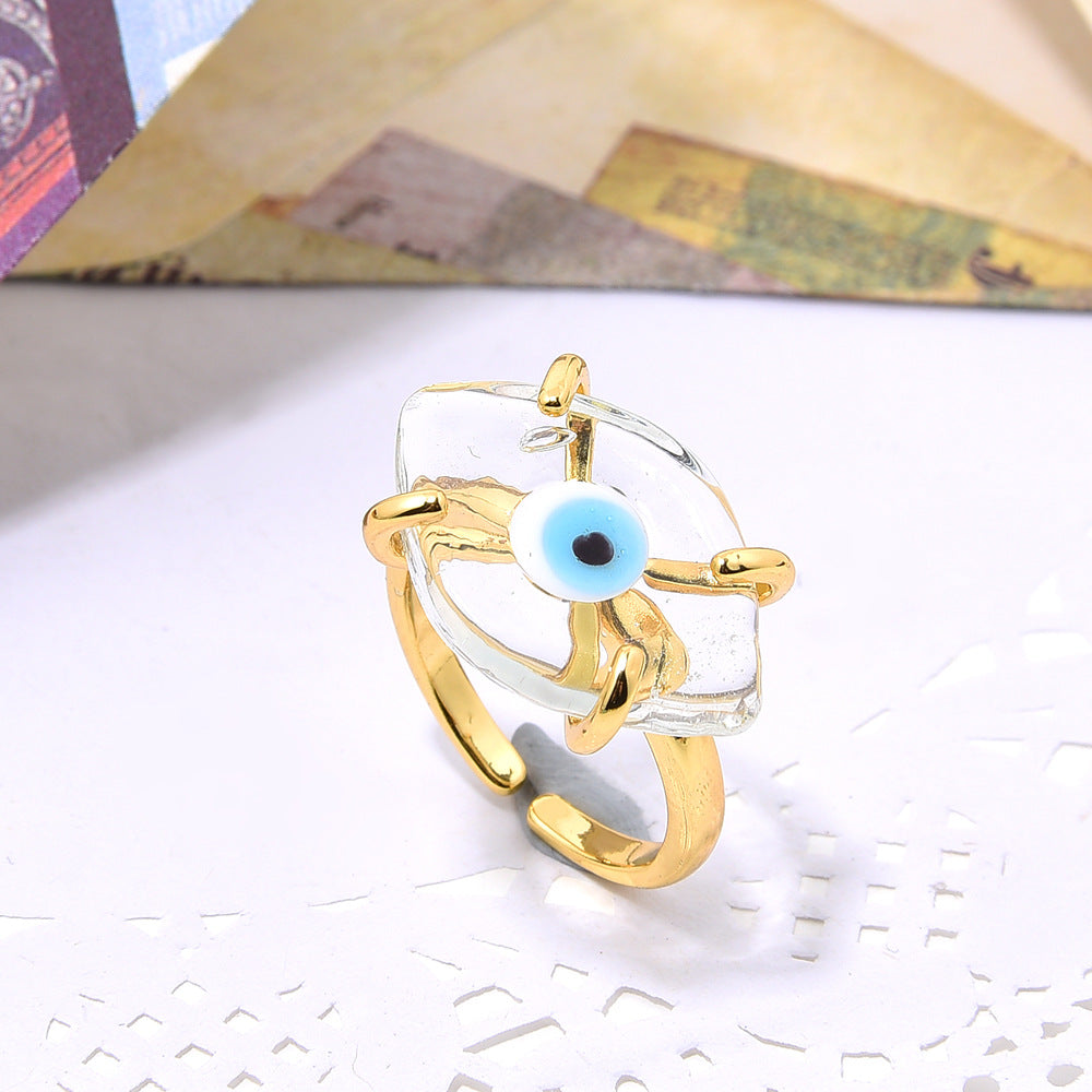 Wholesale Bohemian copper inlaid glass eye ring