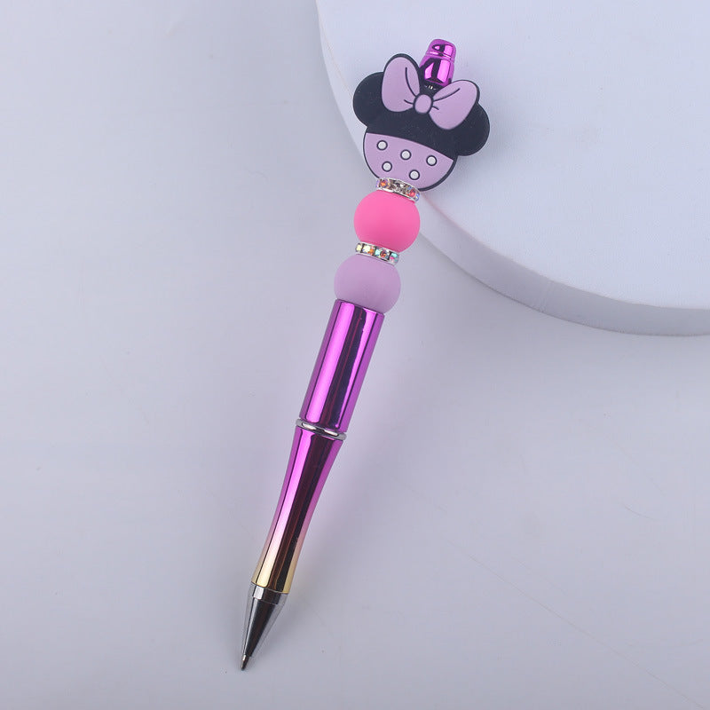 Wholesale  beaded pen DIY creative cartoon animal silicone teether handmade beaded pen