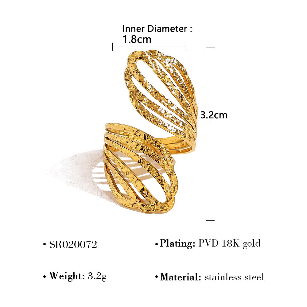 Wholesale stainless steel multi-layer hollow line ring geometric simple  open finger ring suit