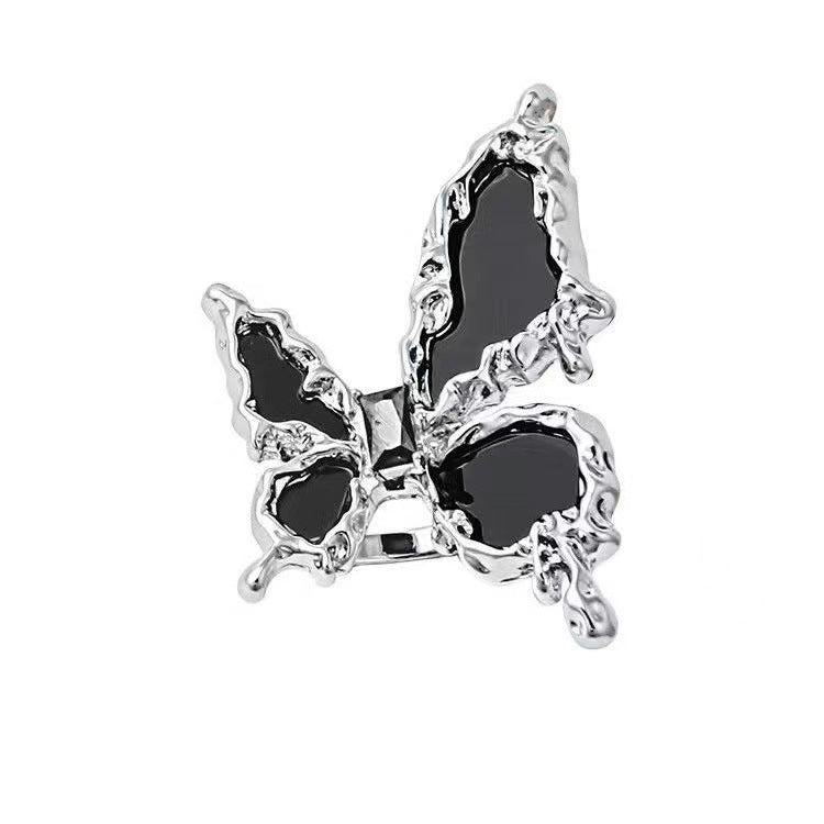 Wholesale Black Butterfly  Women's Opening Adjustable Ring