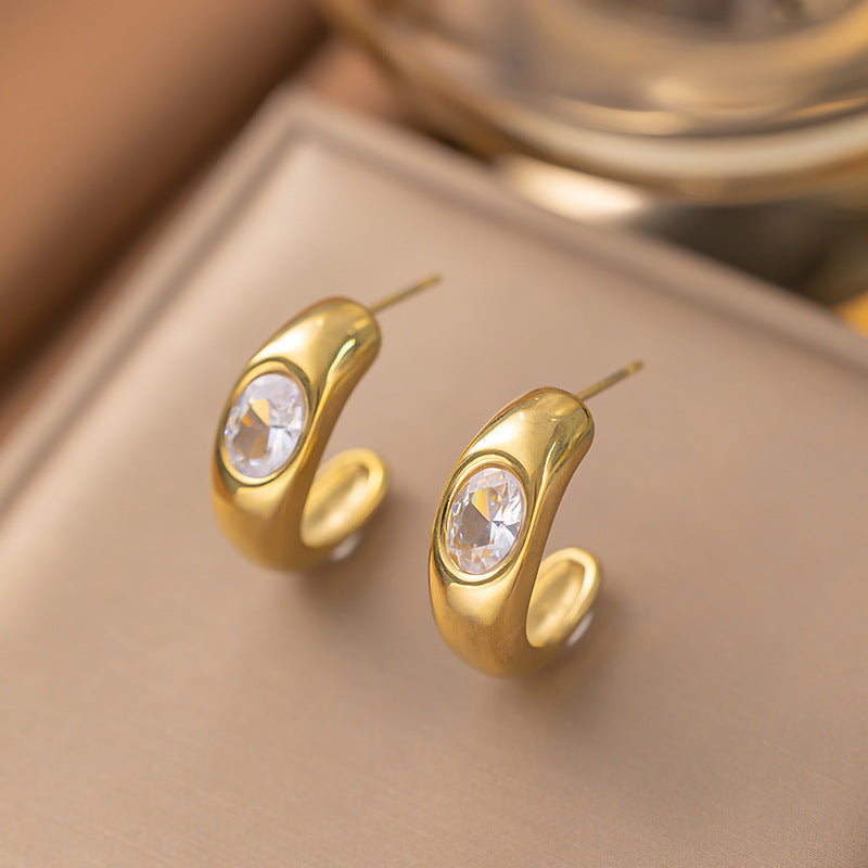 Wholesale 18K Gold Plated Earrings Titanium Steel Earrings Hollow Earrings ACC-ES-Qinzhe001