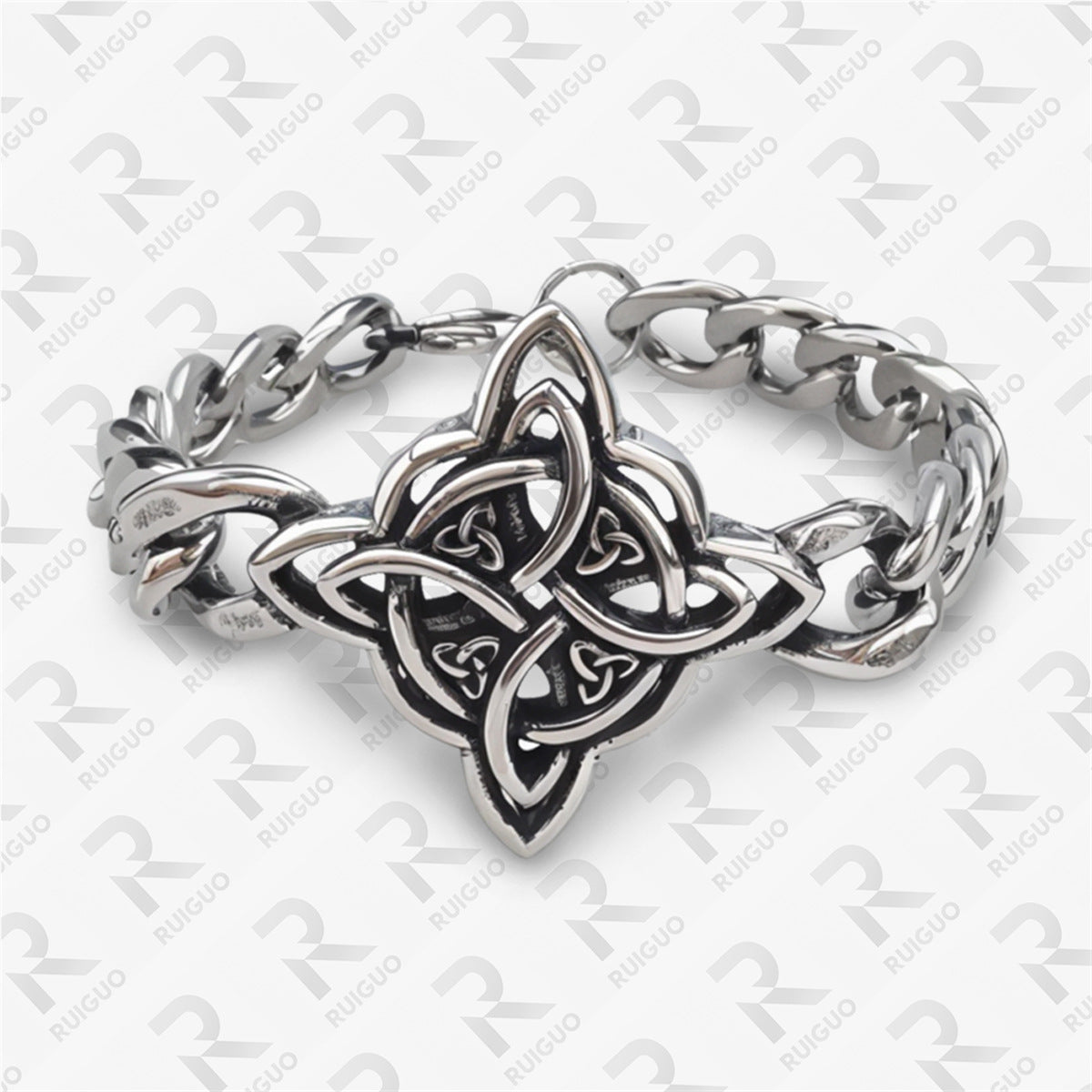 Wholesale Vintage Style Celtic Knot Skull Stainless Steel Cuban Cross Punk Bracelet ACC-BT-Ruig002