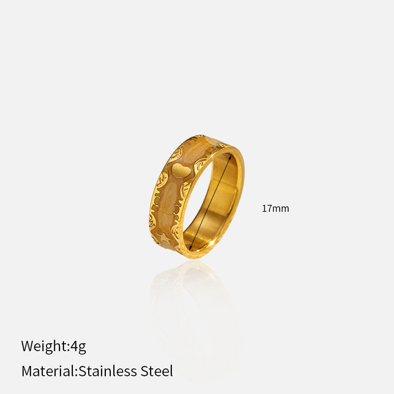 Wholesale retro court style heart-shaped stainless steel ring