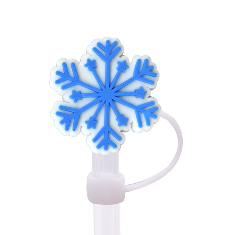 Wholesale Random 100pcs Snowflake Series 8/10mm PVC Soft Straw Tube Cap