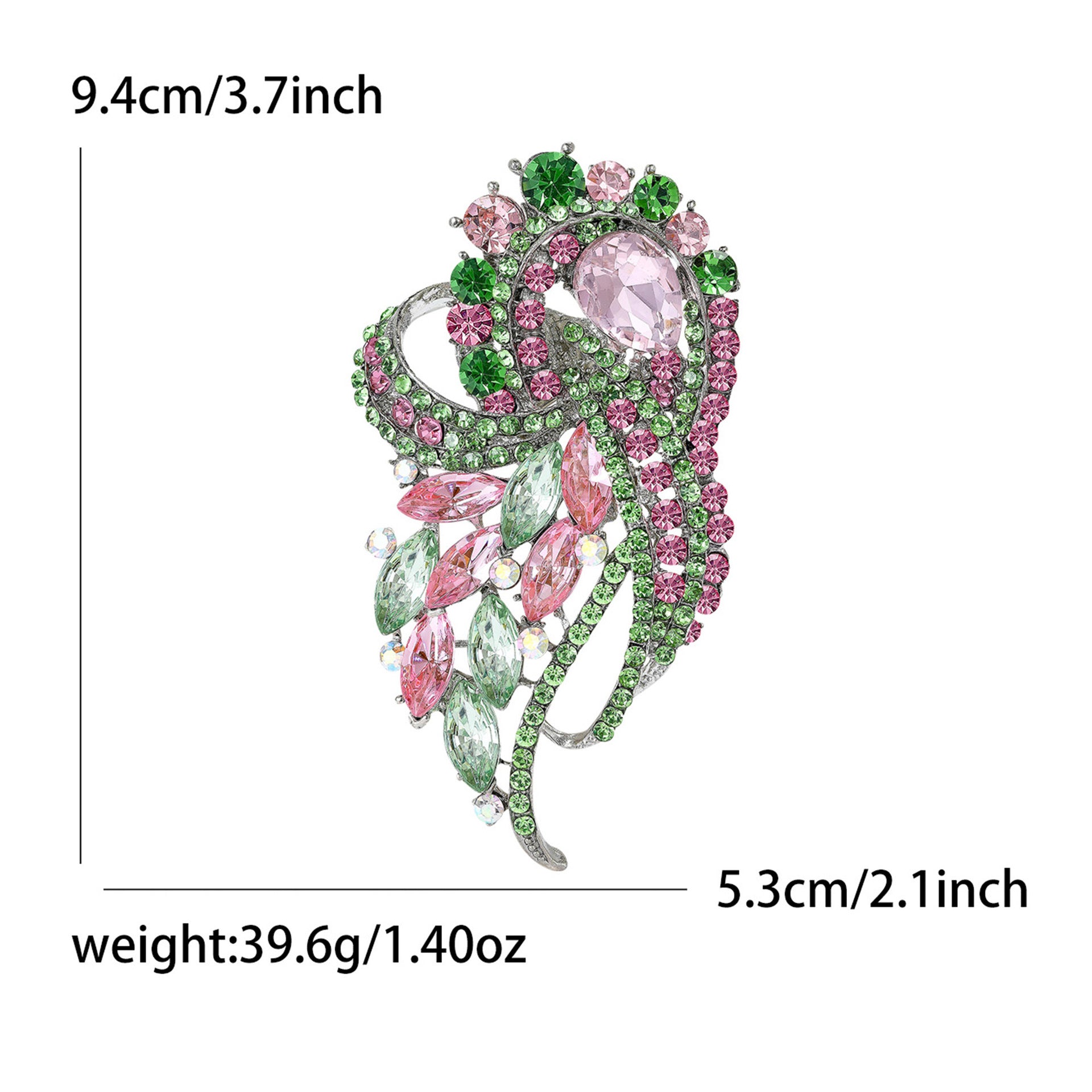 Wholesale Pink Green Floral Crystal Glass Brooch Women S Decorative Fashion Gift