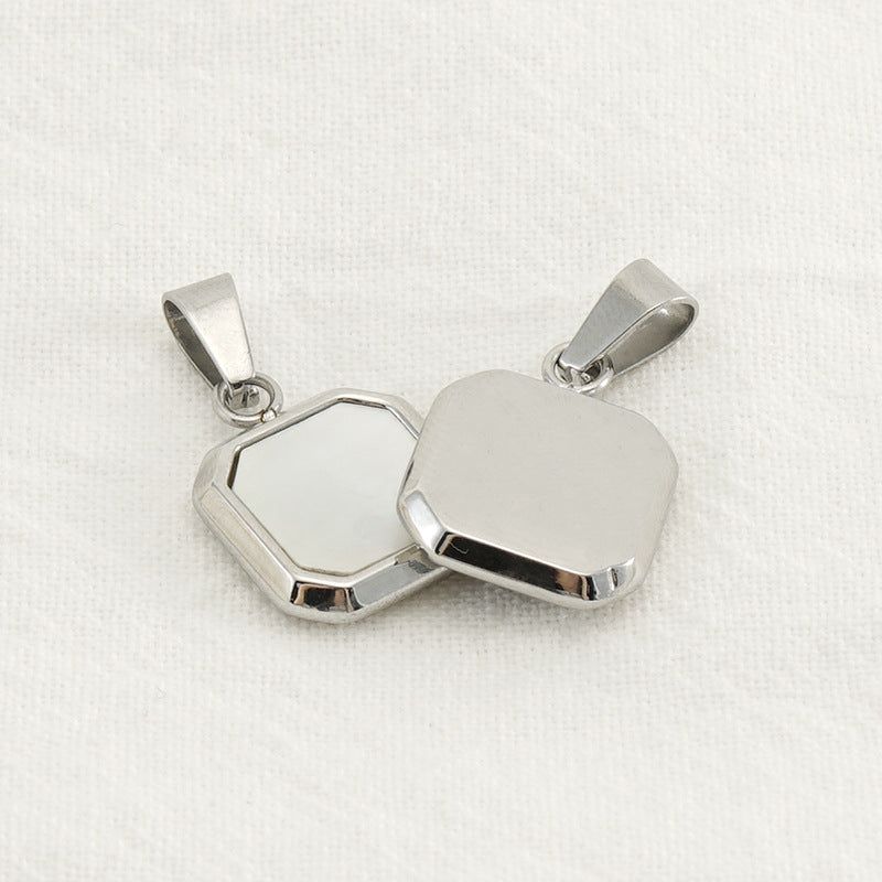 Wholesale Cross-border European and American stainless steel geometric square pendant niche design sense light luxury old money style titanium steel High sense jewelry