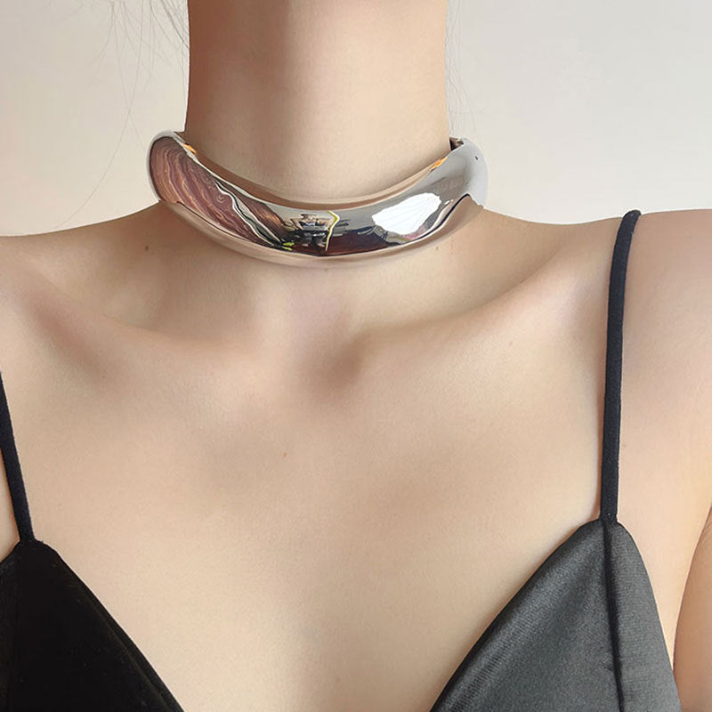 Wholesale Metal Glossy Wide Version Choker Necklace ACC-NE-SZL001