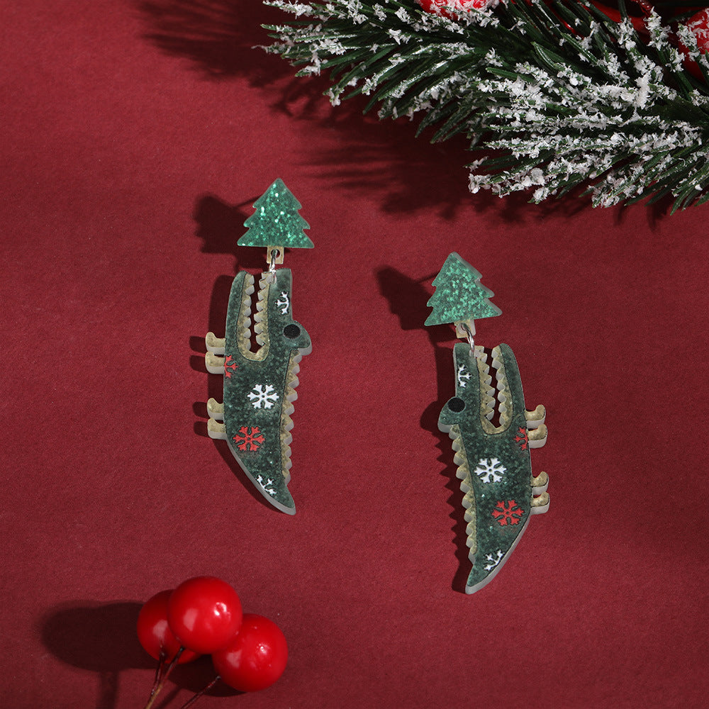 Wholesale Acrylic Christmas Tree Seahorse Crocodile Giraffe Earrings