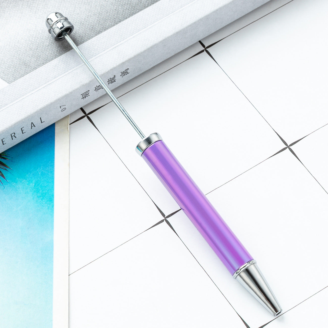 Wholesale Beadable Pens UV Electroplating Color Plastic DIY Beaded Pens Solid Color Pens