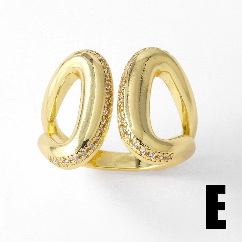 Wholesale love heart gold plated zircon open ring