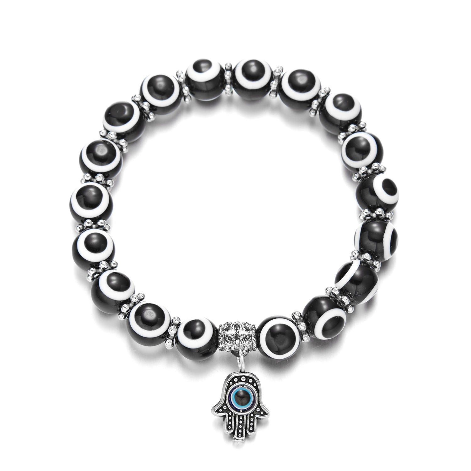 Wholesale Cross-border new bohemian style fashion creative Palm eyes Devil' s Eye Elastic beaded bracelet couple style