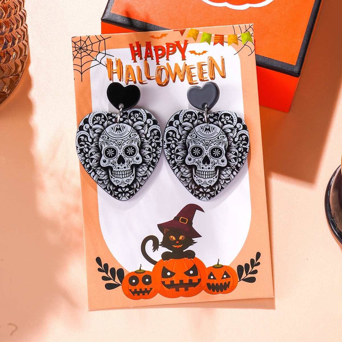 Wholesale Halloween Acrylic Skull Earrings ACC-ES-Ditong003