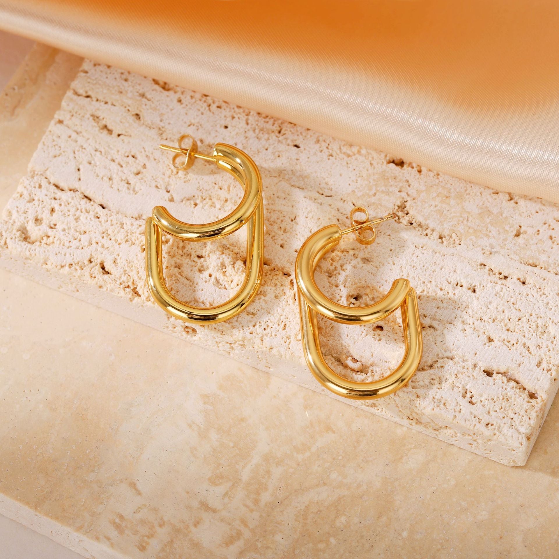 Wholesale Geometric Patchwork Titanium Steel Stud Earrings