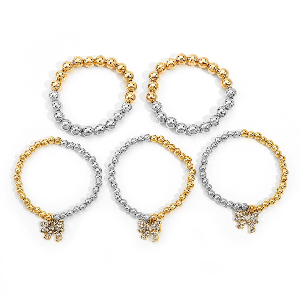 Wholesale  Creative Color-matching Bracelet suit  Butterfly Diamond Pendant Beaded Bracelet