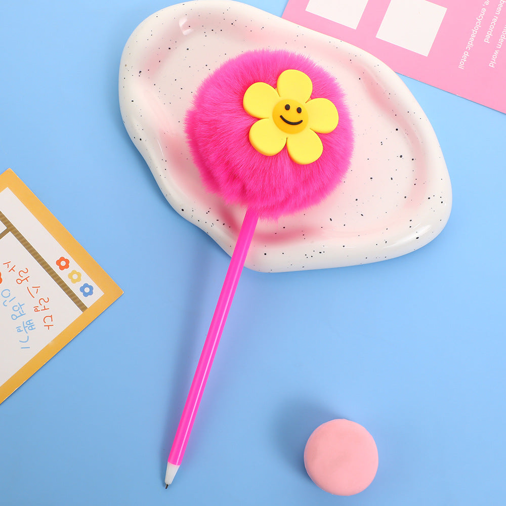 Wholesale Cute Sunflower Plush Gel Pen