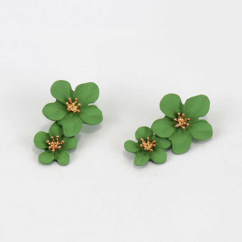 Wholesale Multicolor Double Flower Earrings