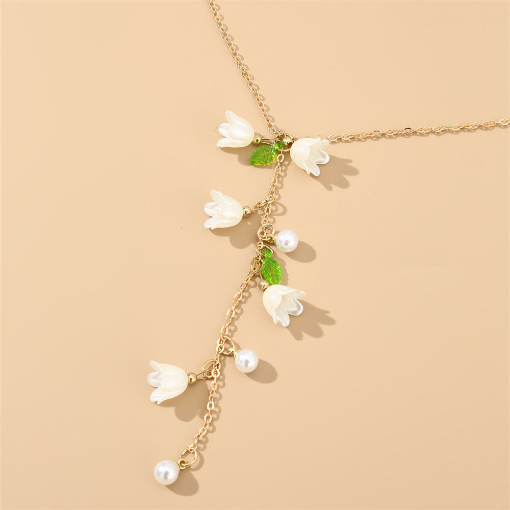 Wholesale Long Tassel Lily of the Valley Necklace Bracelet Earrings Anklet Set