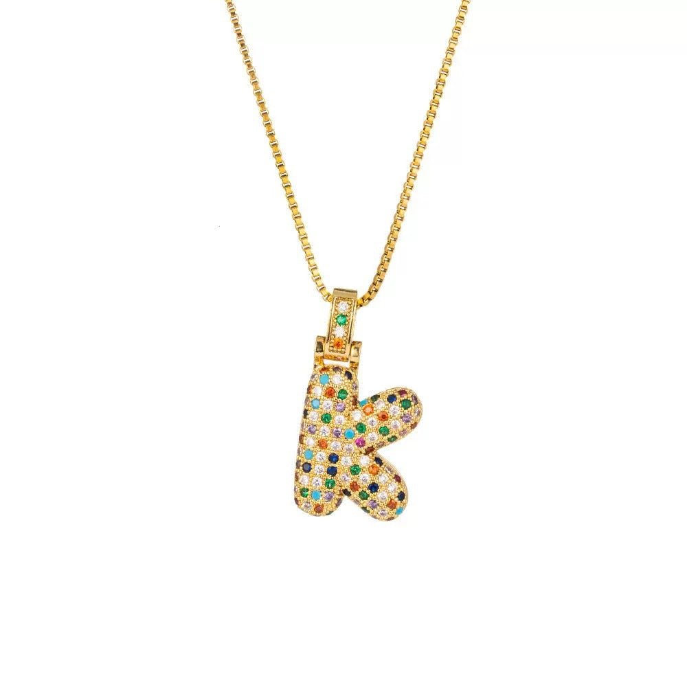 Wholesale Hip-Hop 26 Letter Pendant Set,  Gold Plated Copper Diamond-Set,  Chic Jewelry Gift
