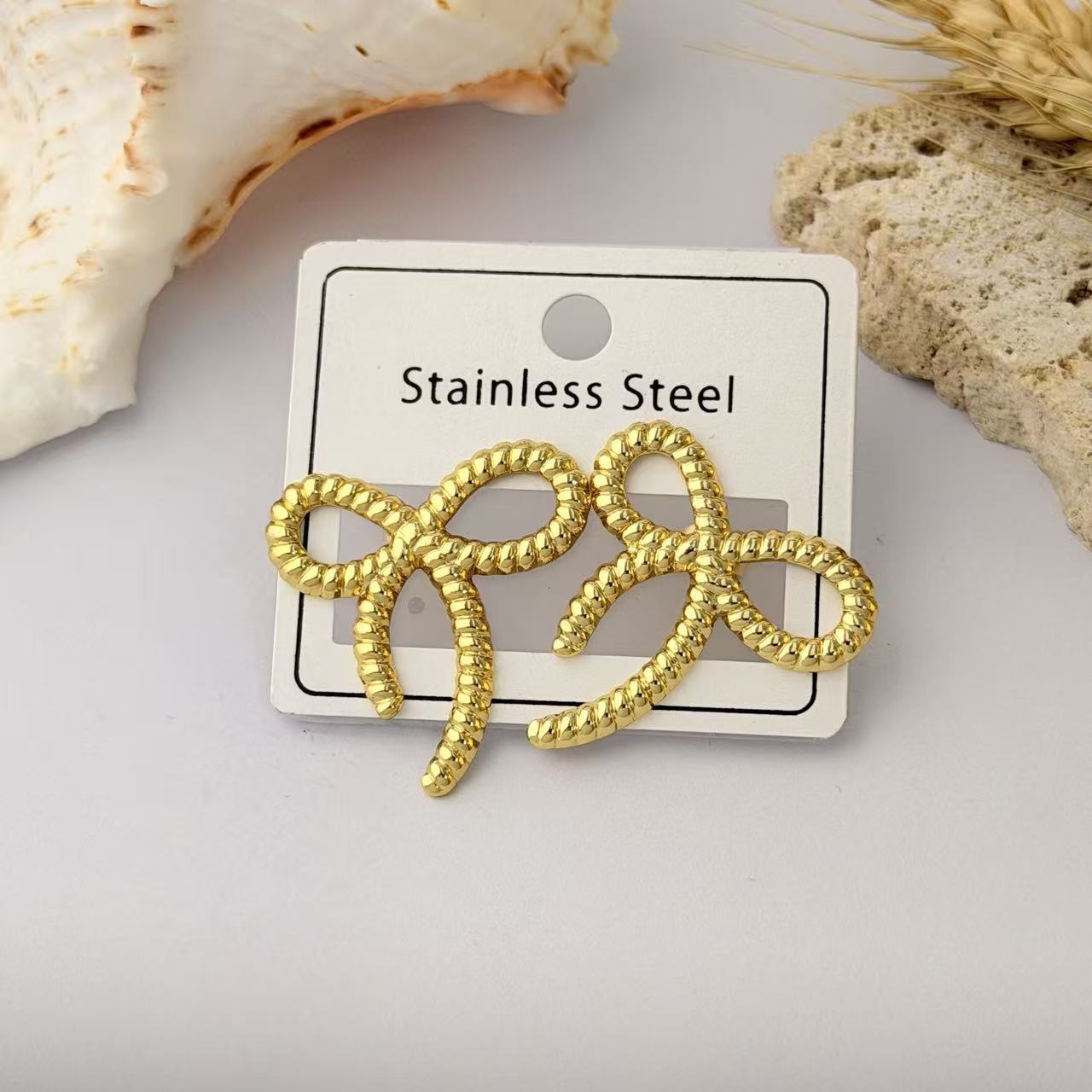 Wholesale Geometric Pleated Earrings 304 Stainless Steel Fashion Jewelry for Women