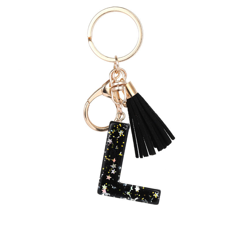 Wholesale  black resin keychain 26 English letter pendant keychain