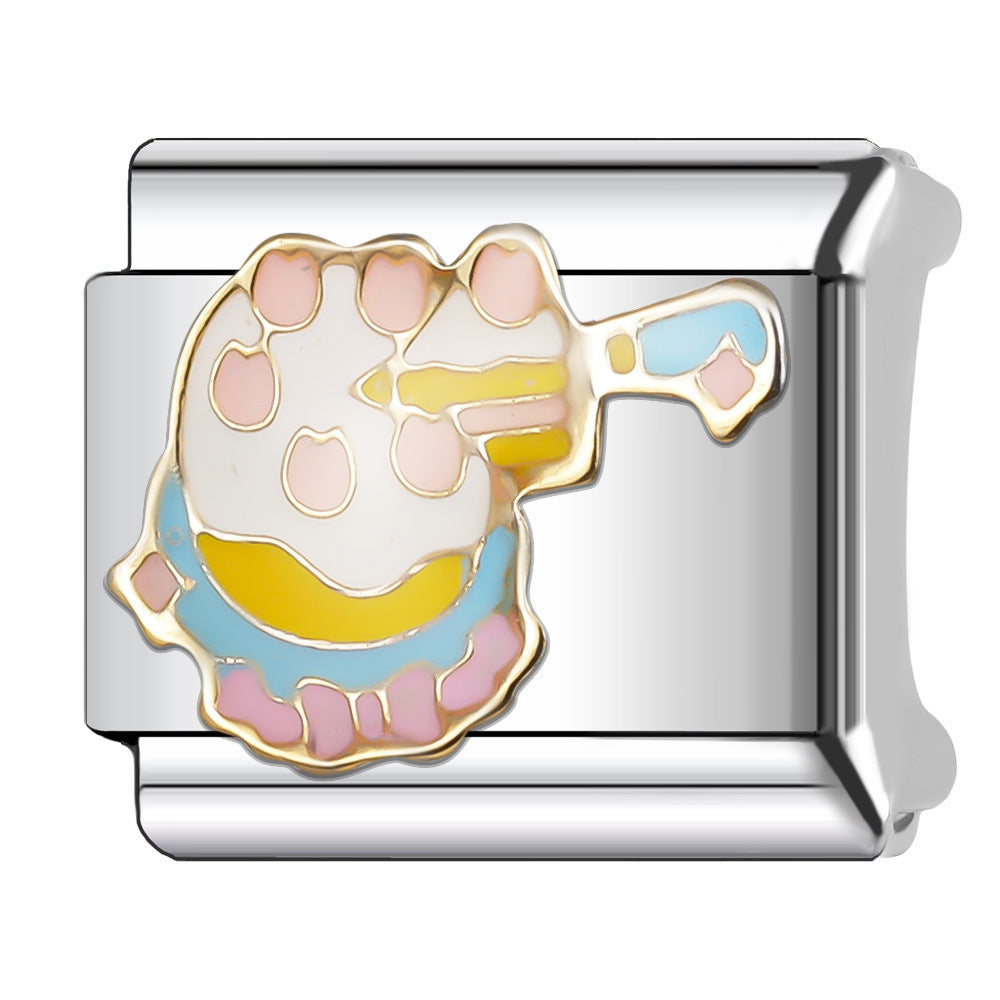 Wholesale Italian Charm Bracelet 9mm DIY Splicing Stainless Steel Wedding Couple Anniversary Cartoon Composable Bracelet