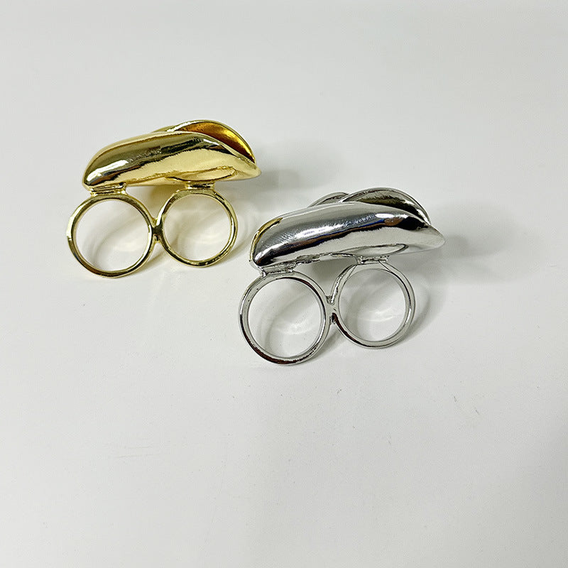 Wholesale  Light Luxury Multi-Layered Flower Leaf Ring