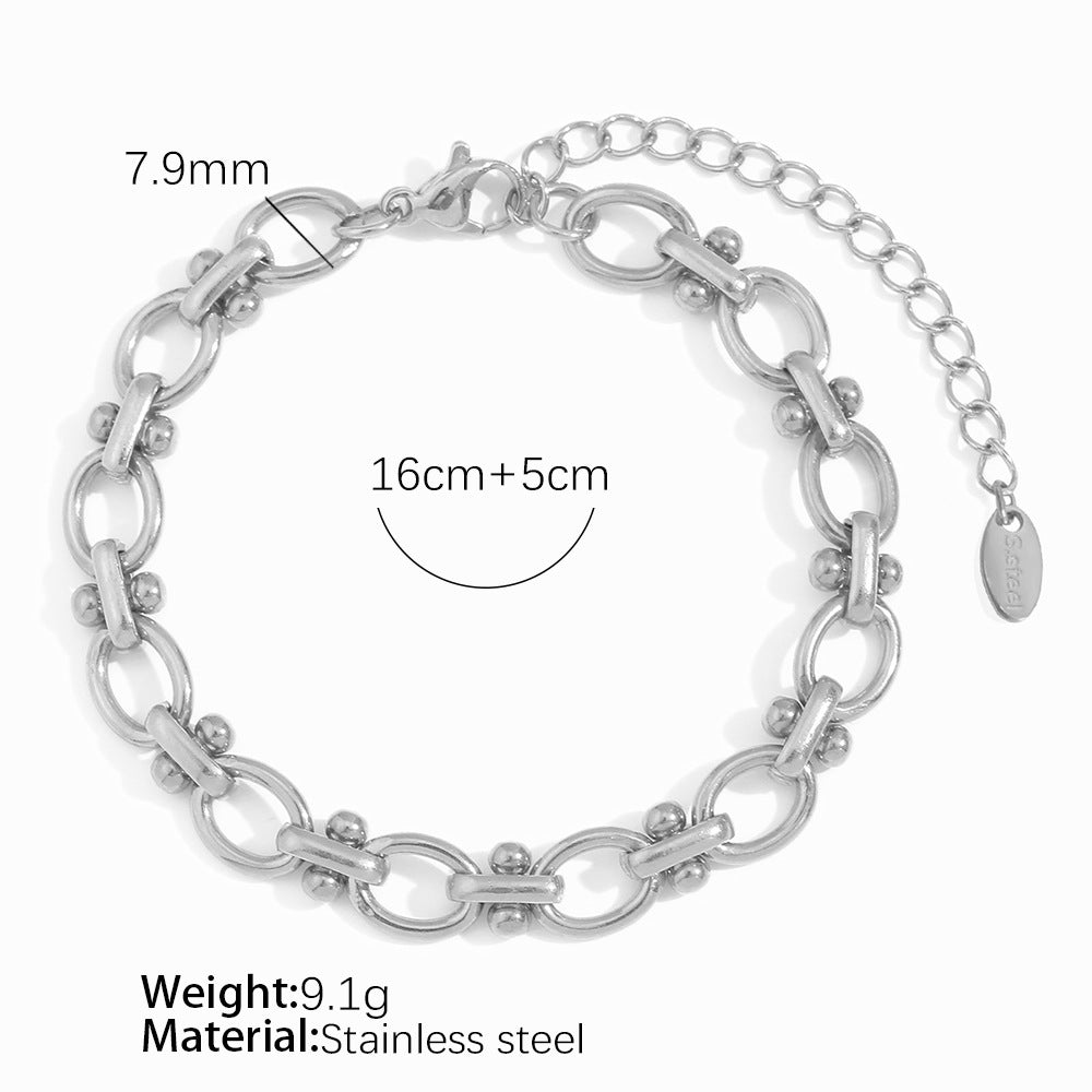 Wholesale  Fashion Light Luxury Atmospheric Simple Personality Retro Titanium Steel Bracelet Women' s Advanced Design Bracelet Clavicle Chain