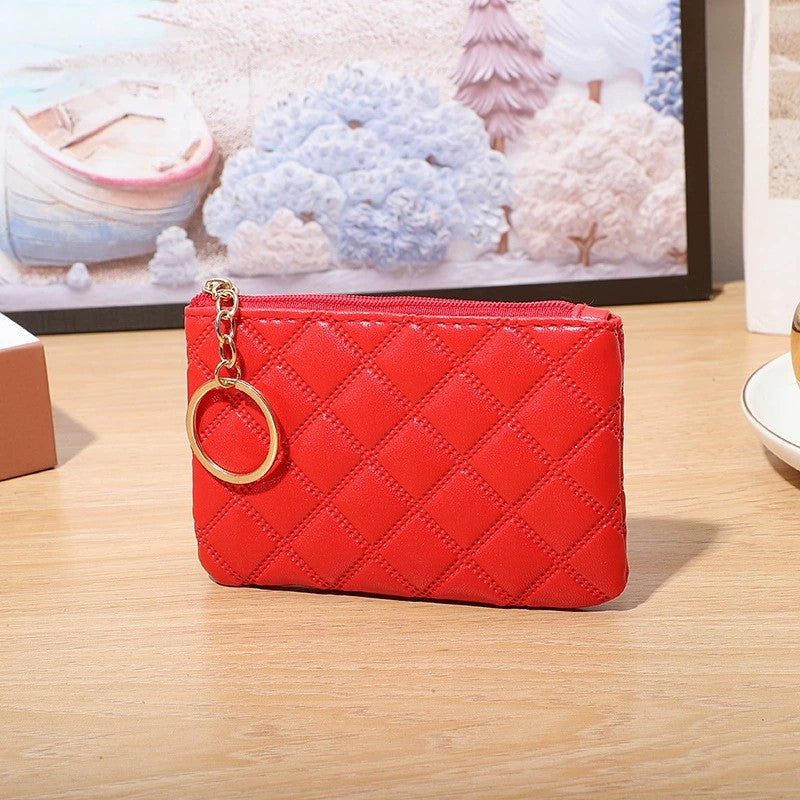 Wholesale Embossed PU Leather Coin Purse Small Wallet For Women Solid Color Card Holder And Key Pouch