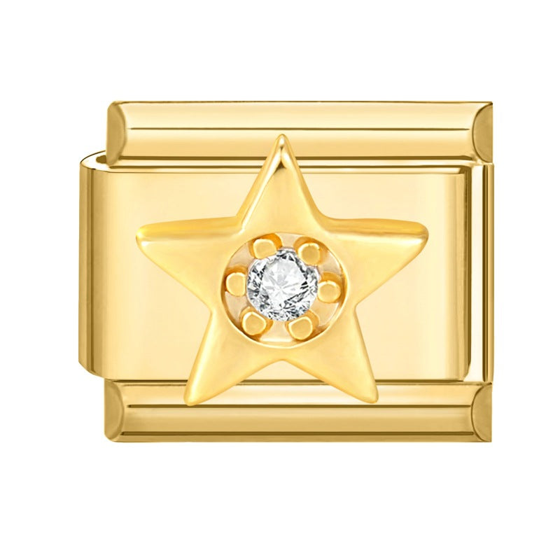 Wholesale Italian Charm Bracelet 9mm DIY Splicing Removable Stainless Steel Gold Base Moon Composable Bracelet