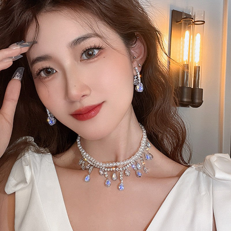 Wholesale Baroque Pearl Crystal Necklace Collarbone Chain Choker Necklace ACC-NE-Miaosi010